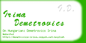 irina demetrovics business card